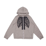 Skeleton Print Cardigan Hooded Men - WOMONA.COM