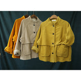 Long Sleeve Corduroy Jacket - WOMONA.COM