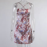 Paisley Print Halter Strap Dress Women - WOMONA.COM