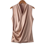 Sleeveless V-neck Top - WOMONA.COM