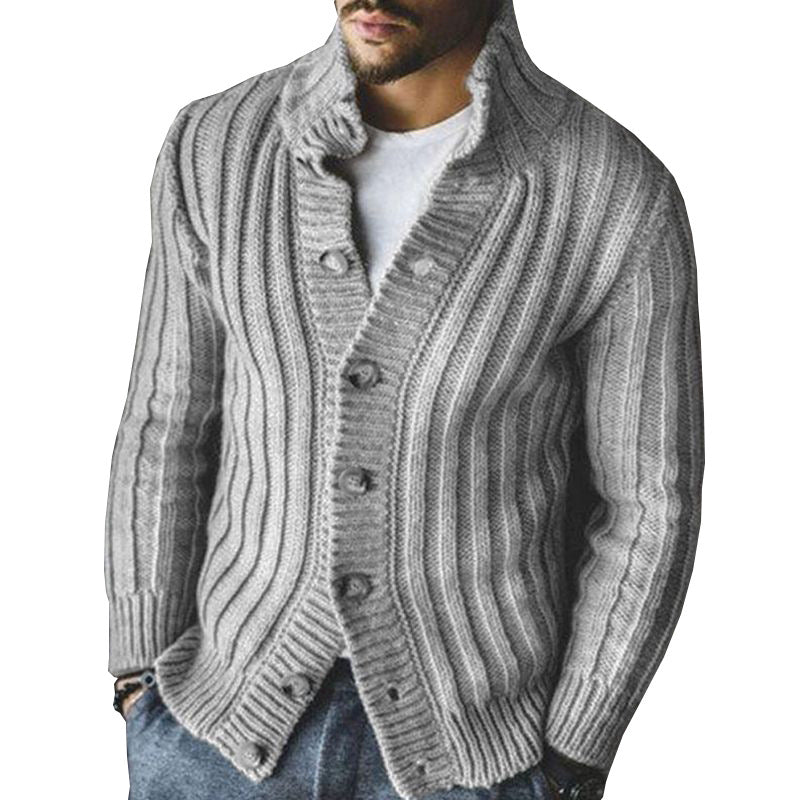 Men's Casual Single-breasted Knitted Sweater - WOMONA.COM