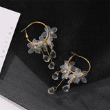 crystal flower earrings - WOMONA.COM