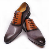 Men's Color Blocking Formal Leather Shoes - WOMONA.COM