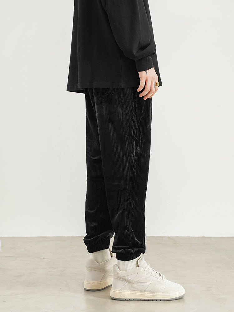 Retro Ice Velvet Loose-fitting Sweatpants Men - WOMONA.COM