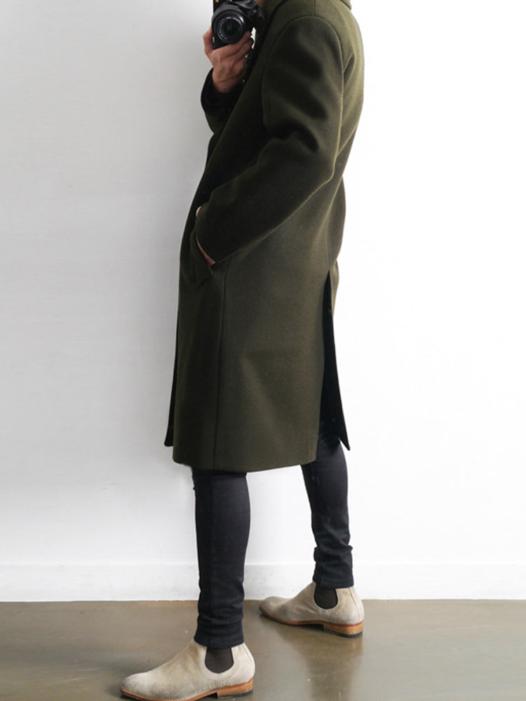 Woolen Men's Mid-length Trench Coat - WOMONA.COM