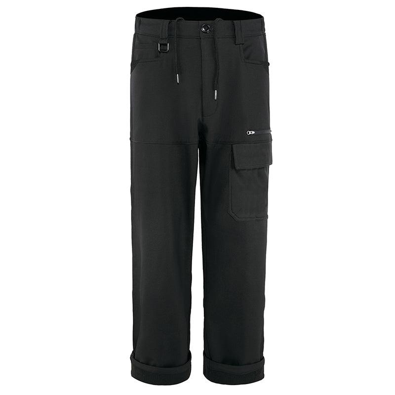 Men's black hiking cargo trousers with drawstring waist and side cargo pocket
