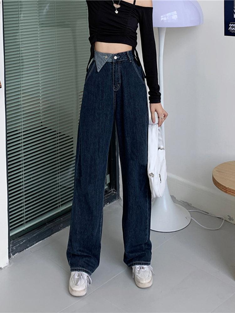 Ladies Ripped Wide Leg Pants - WOMONA.COM