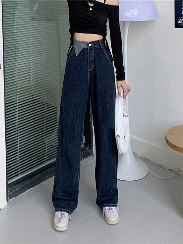 Ladies Ripped Wide Leg Pants - WOMONA.COM