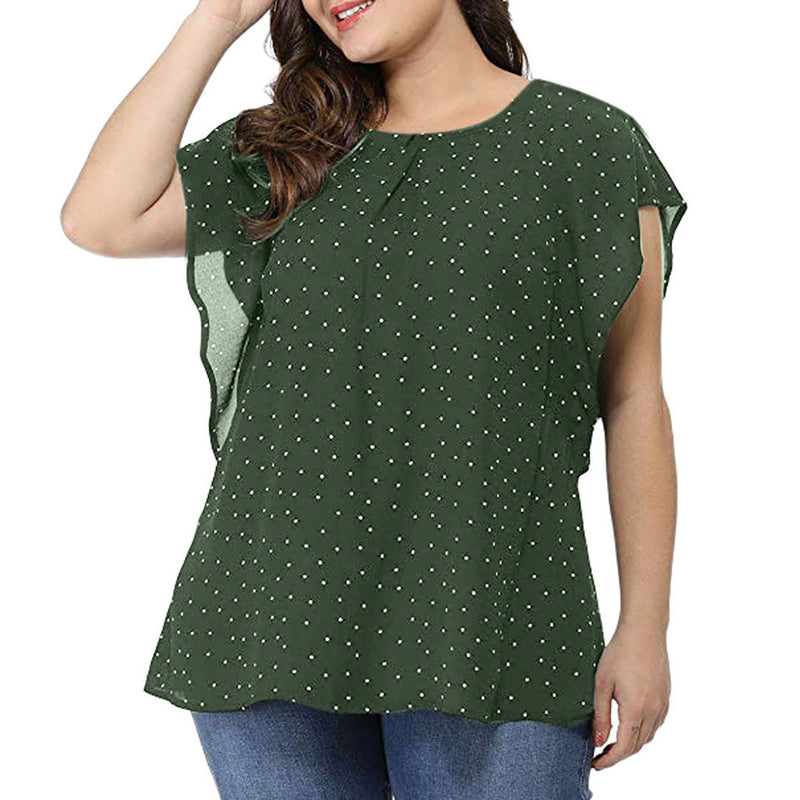 Summer New Plus Size Women's Polka Dot T-Shirt - WOMONA.COM