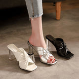 Square Toe Fold Cross Sandals And Slippers - WOMONA.COM