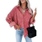 Shirts Solid Color Lapel Pit Casual Jacket - WOMONA.COM