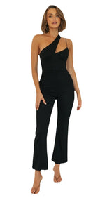 Sloping Shoulder Slim Jumpsuit - WOMONA.COM