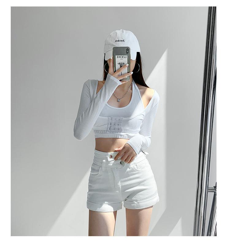 A-line Denim Hot Pants - WOMONA.COM
