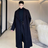 Men's Long Woolen Coat - WOMONA.COM