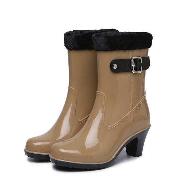 Fashion Buckle Rain Boots - WOMONA.COM