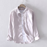 Casual Linen White Shirt For Men - WOMONA.COM