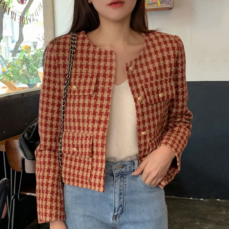 Tartan Short Jacket For Women - WOMONA.COM