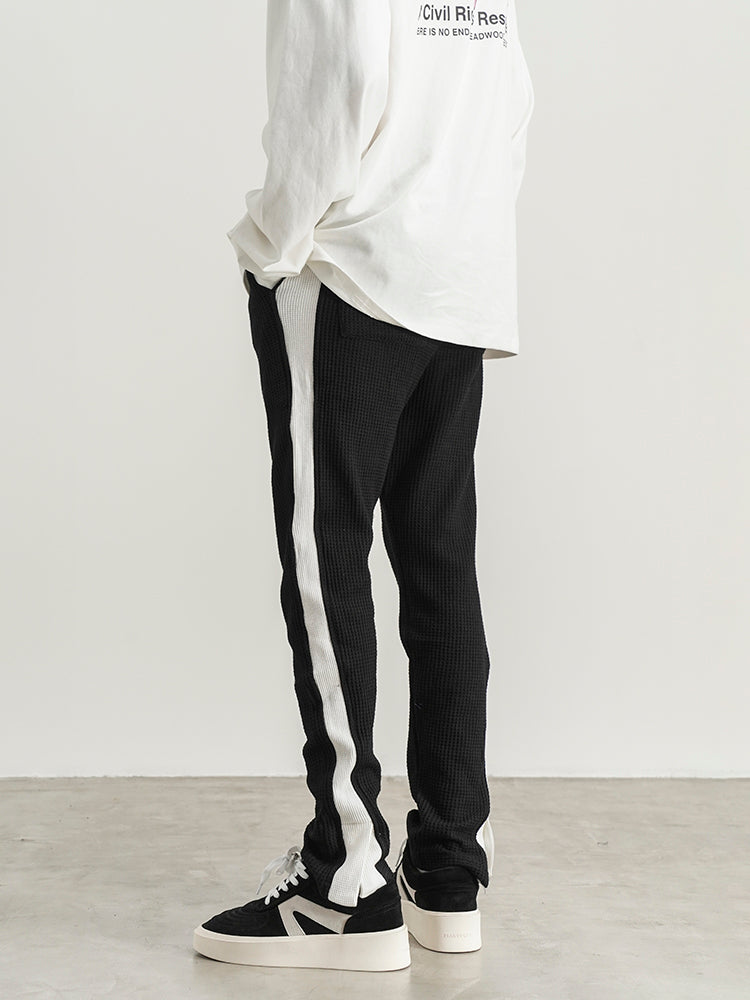 Slim-fit Sweatpants With Side White Bars - WOMONA.COM