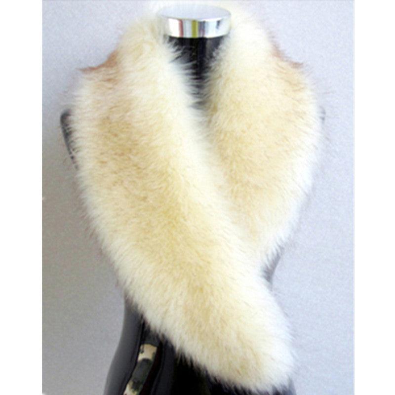 Faux fur scarf, thick collar style in light cream faux fur.