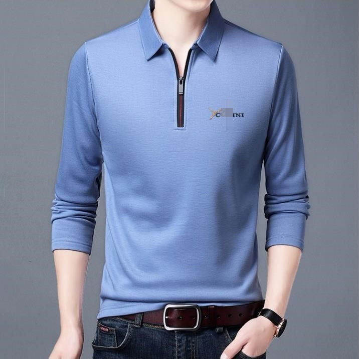 Long Sleeve Lapel Half Zip T Shirt - WOMONA.COM