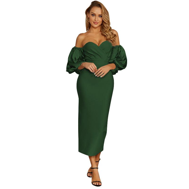 Pile Sleeve Dress - WOMONA.COM
