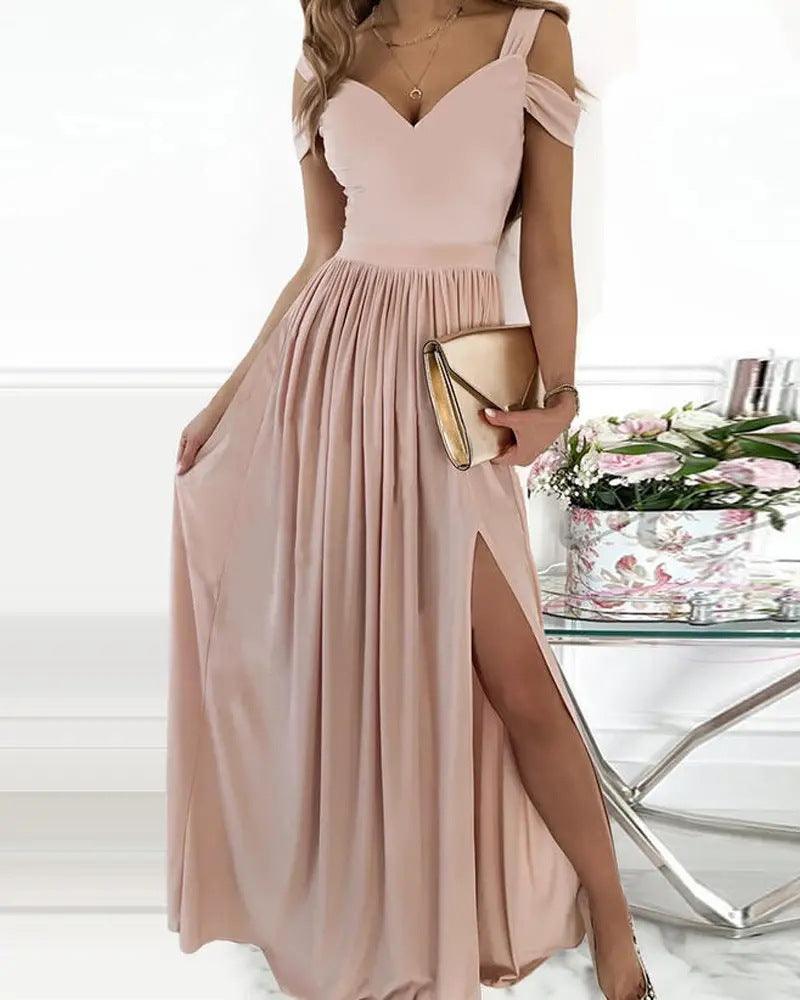 Elegant Greek Style Chiffon Pleated Dress - WOMONA.COM