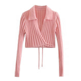 Lapel Slim Sweater Jacket - WOMONA.COM