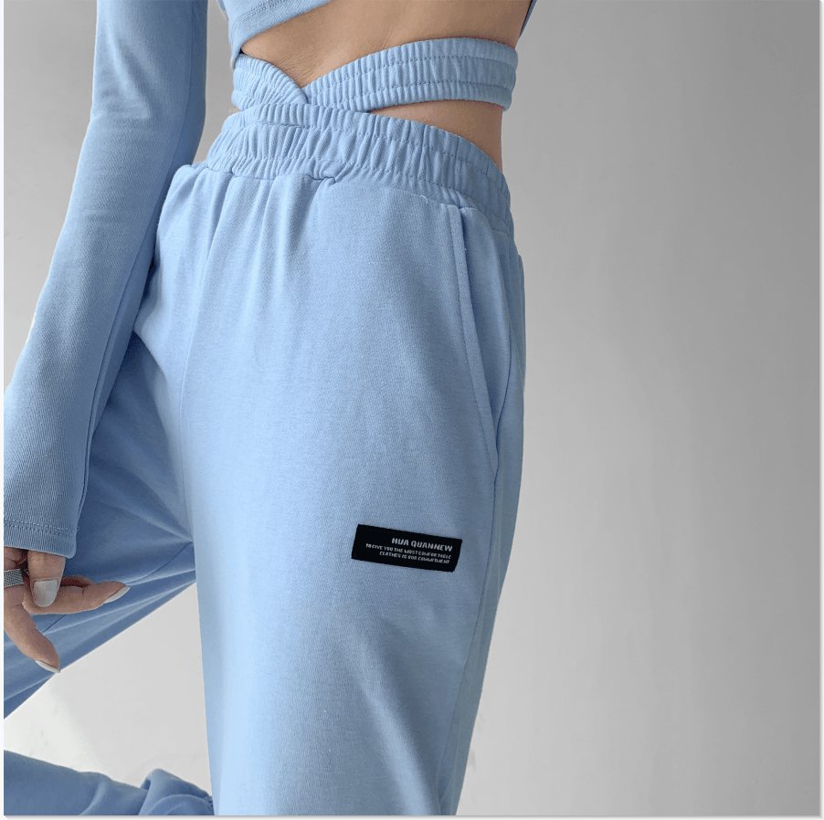 Elastic Waist Sports Pants - WOMONA.COM