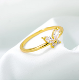 Gold-plated Butterfly Zircon Ring - WOMONA.COM