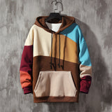 Fleece Casual Loose Color-blocking Pullover Top - WOMONA.COM