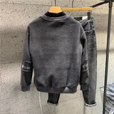 Round Neck Sweater With Velvet Large Letters - WOMONA.COM