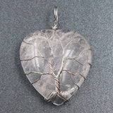 Peach Heart-shaped Lovers Pendant Natural Crystal Tree Of Life Necklace - WOMONA.COM