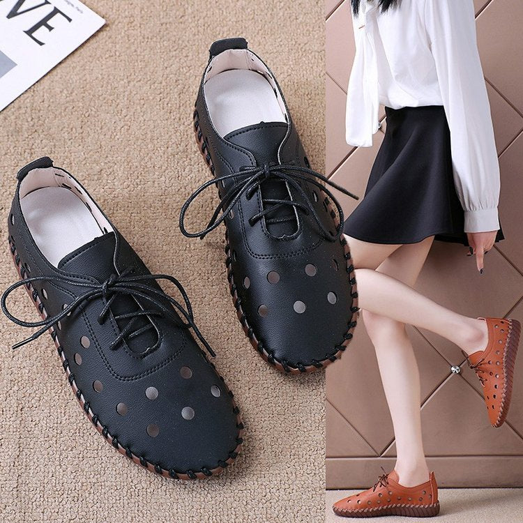 Breathable Hollow Out Lace-up Loafers - WOMONA.COM