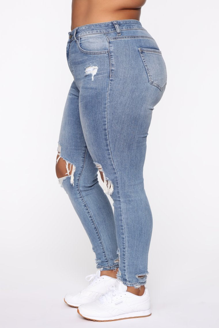 Stretch Ripped Women Plus Size Jeans - WOMONA.COM