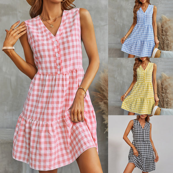 Fashion Plaid Dress - WOMONA.COM