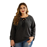 Round Neck T-shirt Plus Fat Top - WOMONA.COM