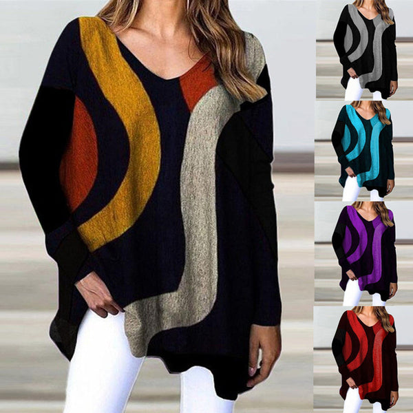 Geometric Loose Casual Women's Top - WOMONA.COM