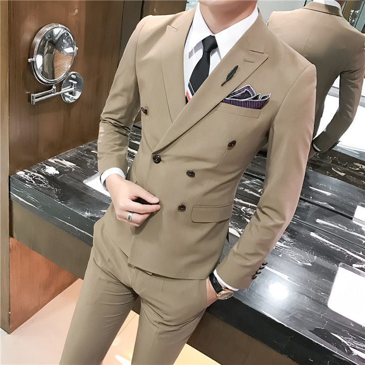 Men's Double Breasted Casual Suit Pants Set For Men - WOMONA.COM