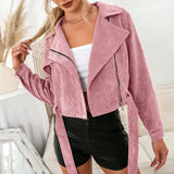 Corduroy Casual Side Zipper Short Outfit - WOMONA.COM