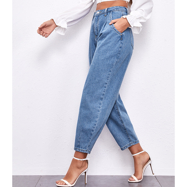 Loose High Waist Washed Daddy Pants Women - WOMONA.COM