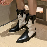 Toe Milk Pattern Ankle Boots - WOMONA.COM