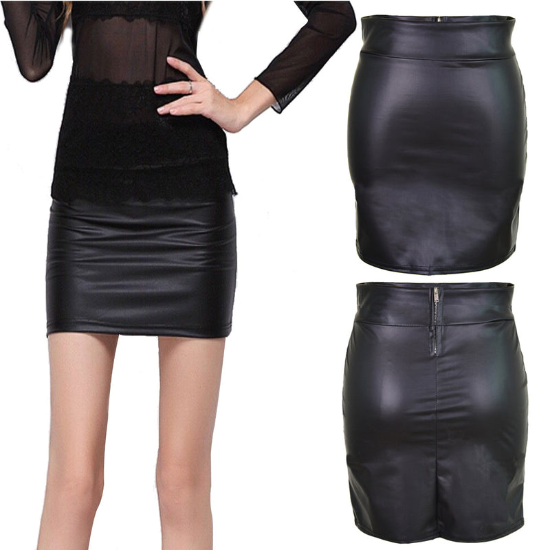 Bag Hip Bust Faux Leather Skirt - WOMONA.COM