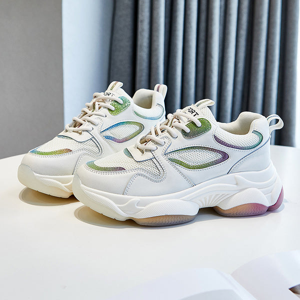 Reflective Fashion Sports White Sneakers - WOMONA.COM