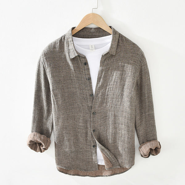 Linen Long-sleeved Shirt - WOMONA.COM