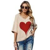 Heart-shaped Printed Long-sleeved Top Women - WOMONA.COM