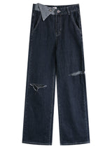 Ladies Ripped Wide Leg Pants - WOMONA.COM