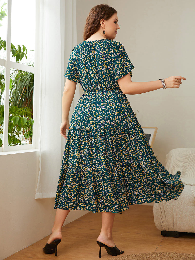 Summer Plus Size Women Floral Printed Dresses - WOMONA.COM