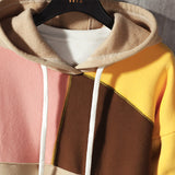 Fleece Casual Loose Color-blocking Pullover Top - WOMONA.COM