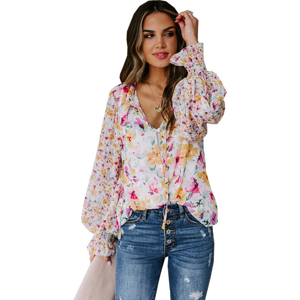 Floral Sleeve Top Women - WOMONA.COM