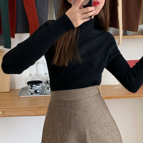 Neck Slim-fit Sweater - WOMONA.COM